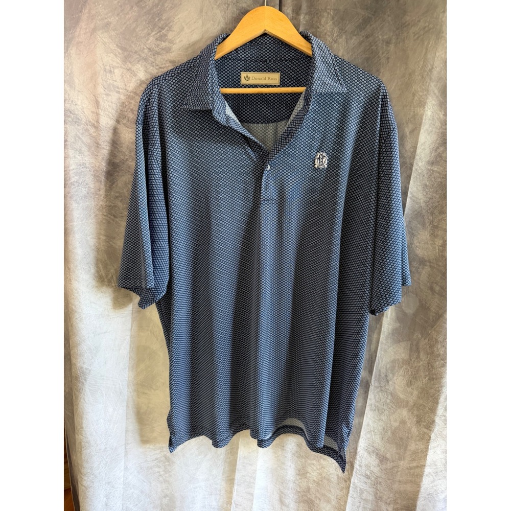 Donald Ross Mens XXL Blue‎ Circle Print Golf Polo Shirt Short Sleeve Preppy VIbe